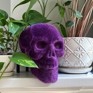 Large Purple Skull Furry Bright Halloween Decoration